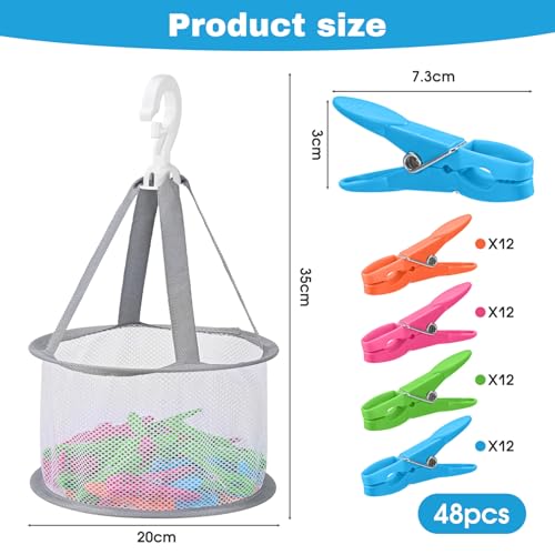 Miniatura 2 de Behiruch 48 Pinzas De La Ropa De Plástico Multicolor Con Para La, Cesta Y Bolsa Para Pinzas De La Ropa, Antideslizantes Y Resistentes Al Viento, Sin Impresión, Pinzas Para Toallas, Adecuadas
