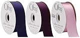 Offray Double Face Satin - 3 Pack Bundle - Purple Shade - 1.5 inch by 10 yards each (#9) - Grappa + Eggplant + Light Orchid
