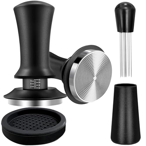 Pfjsseey Coffee Tamper Set, 51mm Food Grade Stainless Steel Espresso Tamper Kit with Scale, Adjustable Hand Espresso with Accessories for Home Kitchen Coffee Set