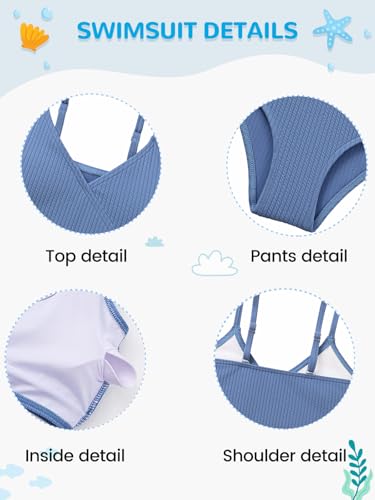 Image of Girl's 2 Piece Swimsuit Solid Spaghetti Strap Bikini Sets Beach Bathing Suit Swimwear for Teen Girls