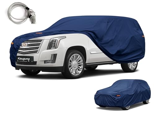 Image of Kaugung Custom Fit SUV Car Cover for Cadillac Escalade & Lincoln Navigator SWB, Heavy Duty Waterproof All Weather Outdoor Protection, Breathable Full Exterior Cover with Vent, Rain Sun Snow UV Proof
