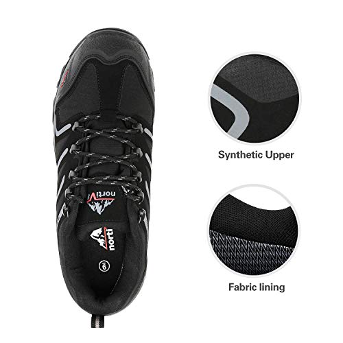 Image of NORTIV 8 Men's Black Dark Grey Low Top Waterproof Hiking Boots Outdoor Lightweight Shoes Backpacking Trekking Trails Size 9.5 M US 160448-low