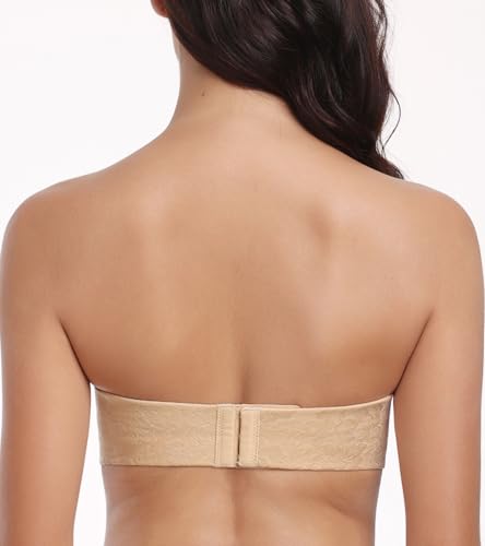 Image of Lemorosy Women's Wireless Push Up Anti-Slip Strapless Bra | Non-Slip Stay-Put Support, No Underwire, Invisible Plunge Padded Cups, Comfortable Everyday Wear