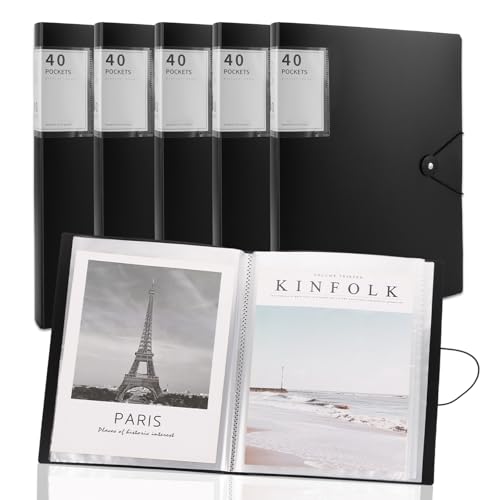 Image of ABuff 6 Packs Portfolio Folder for Artwork 9 inchx 12 inch Art Portfolio Binder with Plastic Sleeves, Black Presentation Book with Protector Sleeves, 40 Pockets 80 Page Capacity