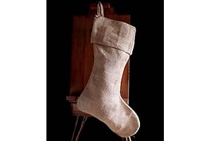 Natural Burlap Christmas Stocking with Free Shipping