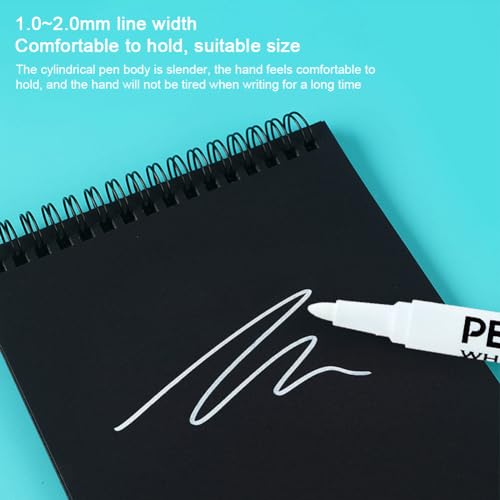 Amusingtao 6Pcs White Marker Pens 1mm White Permanent Marker Quick Dry Pen Fabric Pens Permanent for Clothes Paper Rock Glass Plastic Metal Fabric Wood - Image 3