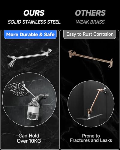 Image of Veken 11.8 inch Rainfall Shower Head with 11 inch Stainless Steel Exension Arm | Rectangular Rainfall Showerhead,Height & Angle Decor Adjustable, High Pressure, Bathroom Accessories, Chrome