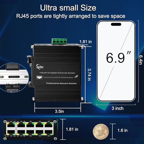 Image of Industrial 10-Port Gigabit PoE Switch, 12-48V DC Input with Built-in Voltage Booster, 8-Port 802.3at 30W + 2 Uplink, Up to 240W PoE Budget, DIN-Rail Mountable