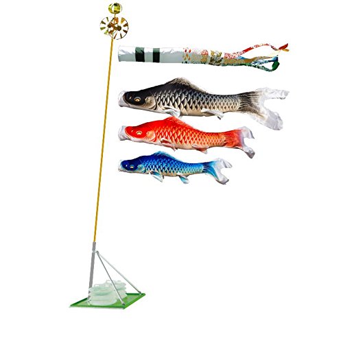 こいのぼり3匹・雲竜吹き流し1本 庭園用 4m 東旭「積美画シリーズ