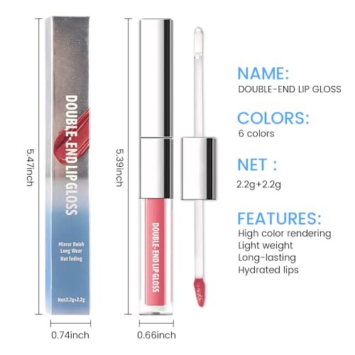 Image of 2-in-1 Matte Liquid Lipstick & Clear Lip Gloss, Long Lasting Waterproof Smudge Proof 24 Hour Lip Color Stain, Non Stick & Non Fading, Vegan Matte Makeup Lip Stain for Women, Orange Pink #05