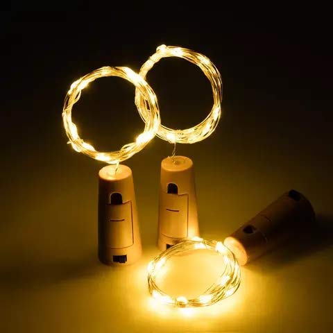 Image of Pack of 5 / 2Mtr / 20 LED's Battery Operated Wine Bottle Magic Fairy String /Strip Cork Light with Copper Wire for DIY Lights for Bottle, Indoor /Outdoor, Home Decoration (WW /Cork Light)