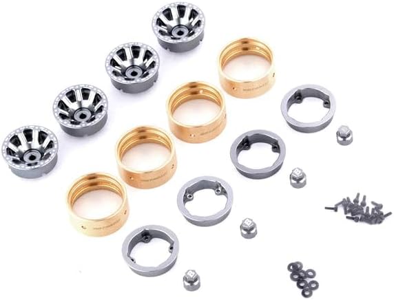 RC Parts RC Crawler Truck Parts for FMS 1/18 1/24 FCX18 FCX24: Aluminum 1.0” V-Spoke Beadlock Wheels(4 pcs)