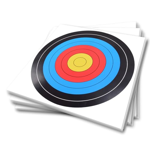 20 Sheets Bullseye Archery Target Standard Archery Shooting Targets Paper 10 Rings Targets Face Accessories for Hunting Shooting Training Practice(21.5x21.5cm)