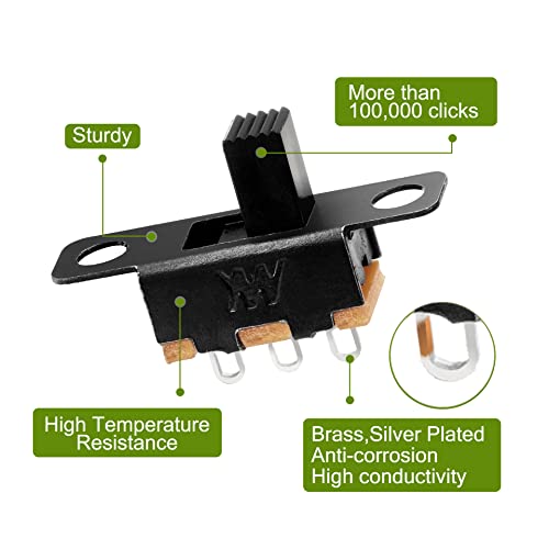 Image of Chanzon SPDT Micro Slide Switch 1p2t 2 Position 20pcs(SS12F15) 5mm Toggle