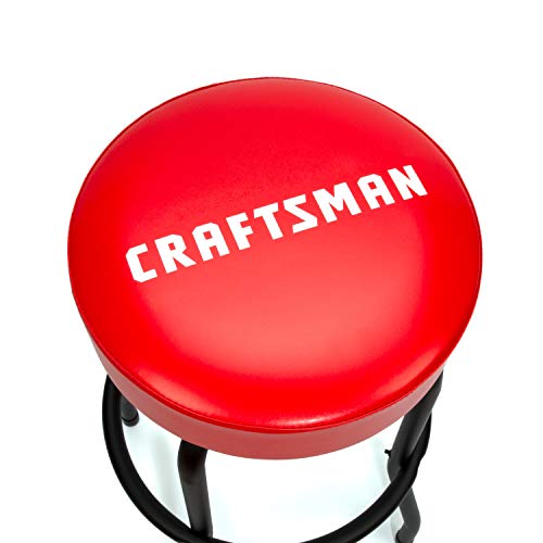 Craftsman Fixed Height Work Shop Stool, 28.5-Inches Tall, Rip-Resistant Padded Vinyl Seat, 300-Lb Capacity, 360-Degree Footrest, Non-Marring Feet #TOP2