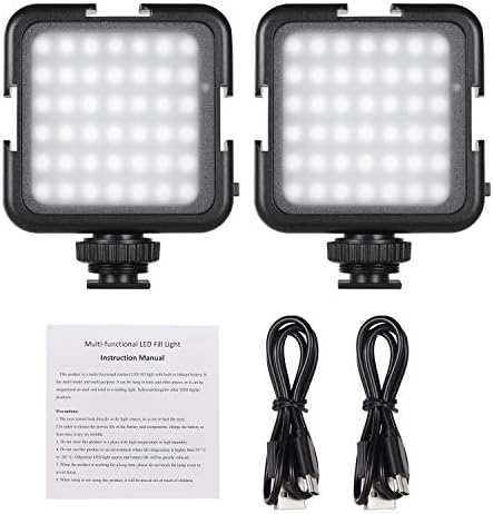 Andoer 42 LED Video Light Rechargeable, 2-Brightness Fill Light for DSLR Camera Camcorder mini DVR Wedding News Interview Macro Photography, 2pcs