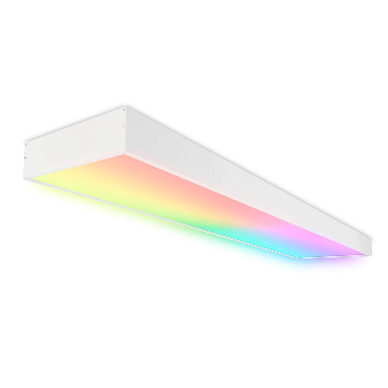Smart Home LED Panel Deckenleuchte RGB+CCT 120x30cm Farbsteuerung variables weiß 2700-6500K 4800lm dimmbar inkl. Fernbed. App-steuerbar Alexa Google Assistant Bluetooth WiFi Android iOS 1200x300x68mm