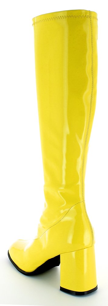 Das Kostümland Gogo Damen Retro Lackstiefel - Tolle Schuhe zur 70er 80er Jahre Disco Hippie Mottoparty - SCHMALER SCHAFT