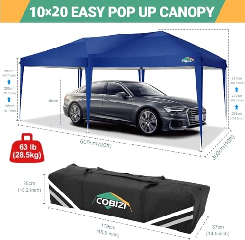 COBIZI Faltpavillon 3x6 Pavillon wasserdicht Winterfest, Pop Up Pavillon Klappbar 3x6 Zelt mit 6 Seitenwnden|3 Höhenverstellbar|UV-Schutz|Gardenpavillon Partyzelt für Markt, Freien Event,Navy Blau