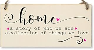 The Plum Penguin Handmade Wooden Hanging Wall Plaque Home a Story of Who We Are Things We Love Decorative Sentimental Sign Family