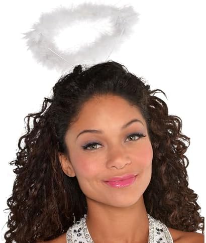 White Marabou Halo - Standard Size (1 Count) - Adjustable, Soft, & Feather-Light Party Costume Accessory image 4