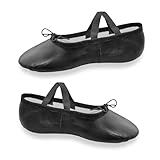 Capra Falconeri Ballet Dance Shoes - Full Flat Leather Sole Dancing Shoe Yoga Gymnastic Slippers for Girls - Kids Women & Adults Black, 3 UK - Image 6
