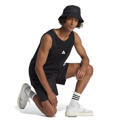 adidas Uomo Essentials Small Logo Single Jersey Tank Top, Black/White, S