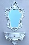  Artissimo Miroir mural baroque avec console murale, console, blanc 50 x 76 cm, décoration murale + console avec tiroir