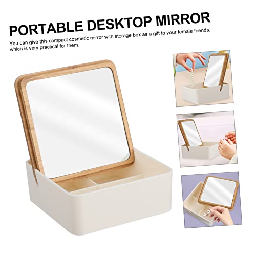 minkissy espejo de maquillaje portátil con caja y almacenamiento miniatura 7