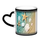XDVPALNE Vieira de estrella de mar de playa, Taza de cerámica Taza que cambia de color sensible al calor Tazas de café en el cielo Taza de cerámica 330 ml