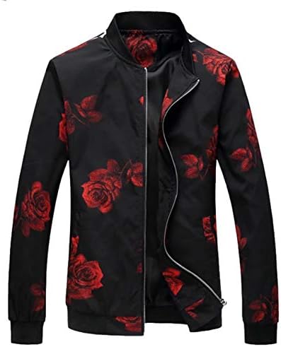 EMAOR Mens Casual Slim Fit Printed Jacket Coat (Lightweight Style & Cotton Padded Style)