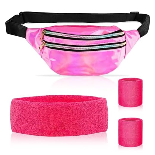 Accesorios para Ropa de los Años 80 Mujeres, Accesorios de Disfraz de los Años 80 con Riñonera Diadema Muñequeras de Neón, Disfraz de Deportista de los 80 para Fiesta Temática Retro Carnaval Deporte