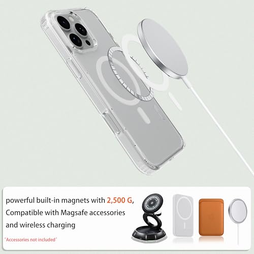 Image of Magnetic iPhone 16 Pro case,Compatible with Magsafe, Military-Grade Protection,Slim Translucent Matte Shockproof with Anti-Scratch Anti-Fingerprint Phone Cover (Transparent, iPhone 16 Pro)