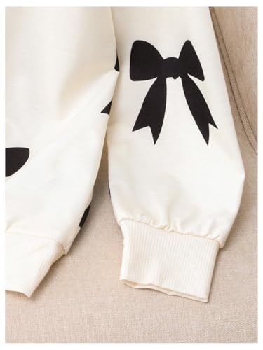 Girl's Bow Print Shirt Cute Bow Sweatshirt V Neck T Shirt Long Sleeve Tee Casual Oversized Pullover Top3