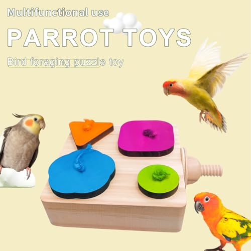 Image of Wooden Parakeet Toys,Bird Foraging Toys,Bird Training Interactive Toys,Parrot Intelligence Toy,Bird Perches Stand,Bird Cage Accessories for Parrots for Medium /Small Size, Parrot.
