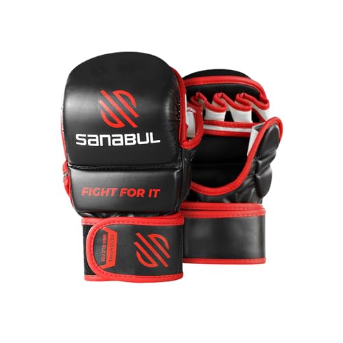 Image of Sanabul Essential 7oz MMA Gloves for Men & Women, Hybrid MMA Martial Arts, Sparring Grappling Training, Padded Kick Boxing Gloves