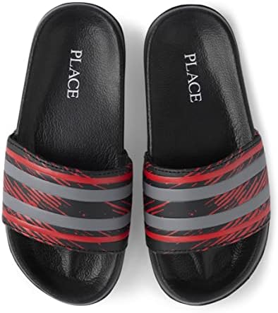 The Children's Place Boys Sporty Slides Sandal, Red/Black Multi, 11 Big Kid | Image 1