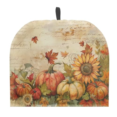 Image of Hudotybom Fall Pumpkin Tea Pot Cozies Thanksgiving Coffee Breakfast Warmer Teapot Dustproof Insulated Covers Tea Kettle Quilt for Kitchen