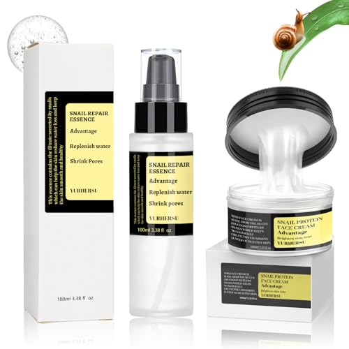 Miioto Serum Baba de Caracol+Crema Baba de Caracol, Advanced Snail 96 Mucin Power Essence, Snail Mucin Korean Skincare, Cosmetica Coreana Facial para Todo Tipo de Piel