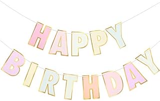 Colorful Macaron Happy Birthday Banner for Home or Garden Birthday Party Bunting, Candy Pastel All-in-One Pack Birthday Party Decoration Supplies
