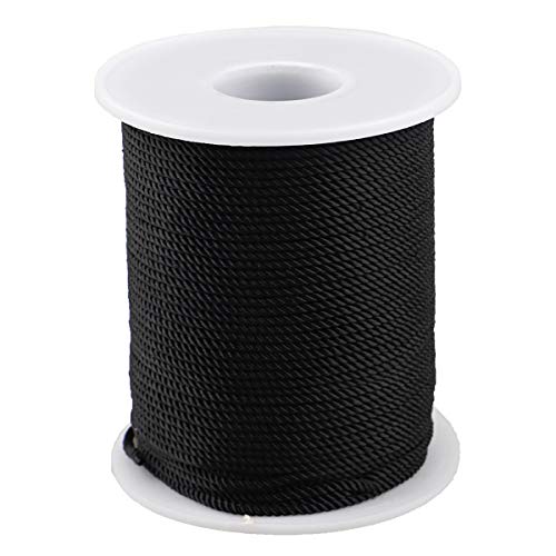 Twisted Nylon String 3 Ply Twine for Gardening DIY Crafting Bracelets Making (1.5mm-164feet, Black)