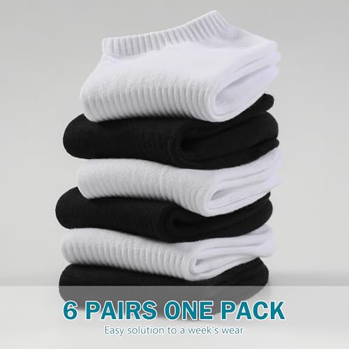 DOKUTOKU 6-Pairs Womens Ankle Socks Size 9-11 Thick Cotton White No Show Invisible Socks3