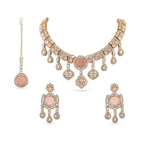 Image of Rubans AD Zircon Bridal Bold Statement Necklace Set Stylish