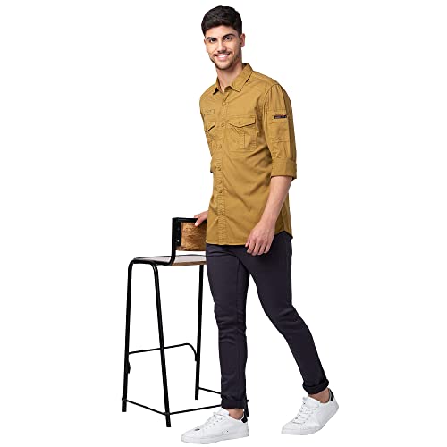 Image of Spykar Men's Slim Fit N /A Full Sleeve Solid Casual Shirts