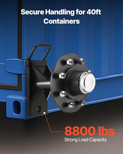 Image of VEVOR Shipping Container Wheels 8-Lug Wheels Kit, Heavy Duty Shipping Container Axle with Ratchet Tie Down-Moves 20 ft - 40 ft, Secure Transport for Dock, Warehouse, Construction Site, Black