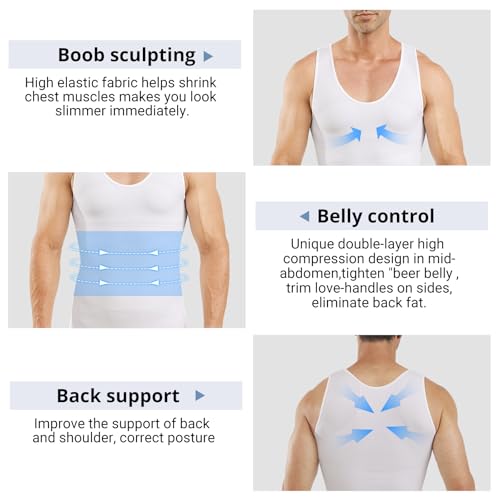 MEETWEE 1/3/5 PC Men's Compression Shirt Sport Body Shaper Slimming Undershirt Tummy Tank Top Workout Gym Shapewear4