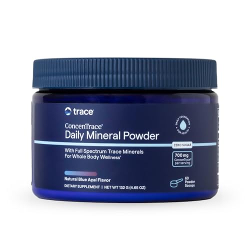Trace Minerals ConcenTrace Mineral Powder - Full Spectrum Supplement Powder for Overall Health & Fitness - Concentrated Formula - 60 Servings - Blue Acai Flavor
