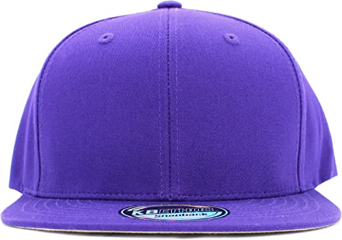 Image of KBETHOS Classic Snapback Hat Blank Cap Underbrim Cotton Wool Blend Flat Visor Adjustable Unisex
