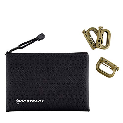 BOOSTEADY 10 Pack Multipurpose D-Ring Grimlock Locking for Molle Webbing with Zippered Pouch