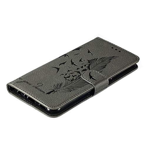 JSLY – Capa de couro com textura Litchi horizontal com carteira e suporte e compartimentos para cart